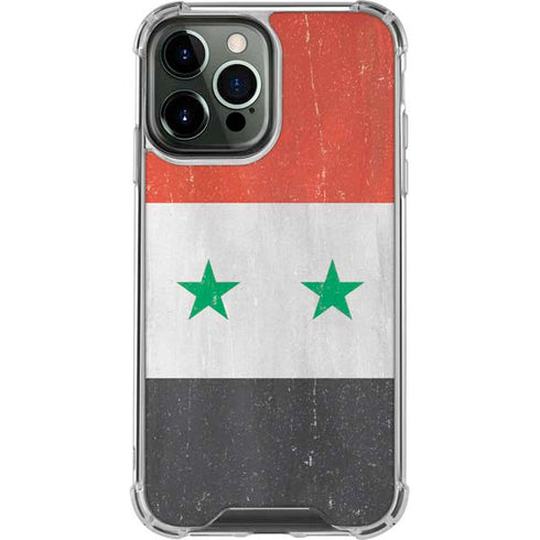 Syria Flag Distressed iPhone 14 Pro Max Clear Case
